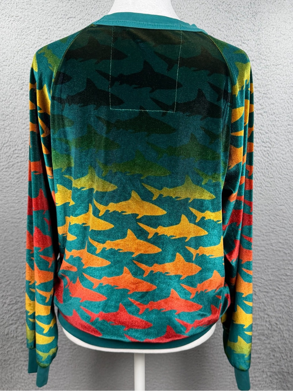Aviator Nation Velvet Sweatshirt Womens XS Multicolor Shark Rainbow Pullover - Picture 3 of 11